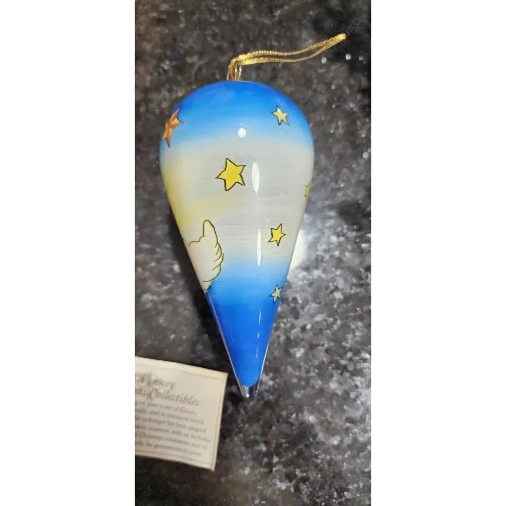JC Penney Santa Reverse Painted Teardrop Ornament